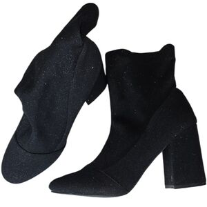 GC Shoes Ankle Boots Block Heel Sparkly Black Size 10